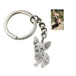 WillingFun Personalised Keychain 925 Sterling Silver Custom Pet Photo Both Sides Engraved Keyring Personalised Dog Keyring Personalised Pet Memorial Gifts (keychain)