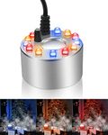 MOXTOYU Mist Maker, 12 LED Lights Ultrasonic Aluminum Mist Machine Humidifier, Multi-Purpose Plug-In Mist Water Fountain with Splash Guard, Mini Fog Atomizer for Halloween, Party, Pond, Fish Tank