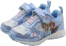 Disney Girls' Frozen Sneakers - Laceless Light-Up Running Shoes (Toddler/Little Girl), Light Blue/Pink, 8 Toddler
