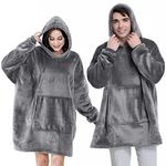 Hoodie Blanket Ultra Soft Warm Cosy Oversized Sherpa Pullover Wearable Hoodie Sweatshirt Blanket with Big Pocket One Size Fit All Women, Men, Girls, Boys, Friends, Adults, Teens | Unisex (Dark Gray)