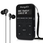 MangoKit MP1+ Pocket DAB Radio, Portable DAB Digital Radio, Person Portable FM Radio w/Earphones, Sports DAB Radio with Lockable Buttons,Rechargeable Battery,20 Station Presets, LCD Display - Black