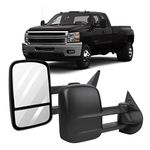 OCPTY A Pair Of Towing Mirrors Replacement Fit For 2008-2013 For Chevy Silverado For Gmc Sierra 1500/2500 Hd/3500 Pickup Tow Mirrors Manual Adjusted No Heated No Turn Signal Black Housing