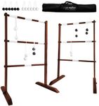 SWOOC Games - Wooden Ladder Ball Game Set (Weather Resistant) - 10 Games Included & Carrying Case - Easy, No Tool Asssembly - Ladder Toss Outdoor Game - Hillbilly Golf Backyard Games - Yard Games