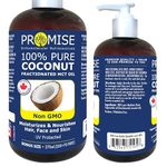 270ml (9oz) PURE COCONUT FRACTIONATED MCT OIL, Moisturizes & Nourishes Hair, Face and Skin, UV Protected, Non GMO, Made in Canada (270ml)