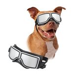 Enjoying Dog Sunglasses Medium Large Breed Dog Goggles UV Protection Motorcycle Dog Eye Protective Windproof Anti-Dust Snowproof, Soft Frame, Elastic Straps, Black