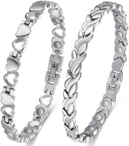 Cigmag 2PCS Magnetic Bracelets for Women Adjustable Titanium Steel Magnetic Bracelet with Strength Magnets Sizing Tool and Present Box