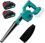 Leaf Blower Cordless with 2 Batteries 3000mAh and Charger, 18V Handle Electric Blower Vacuum Combo, Stepless Speed Control, Mini Leaf Blowers Lawn Care, Patio, Garages, Dust, Snow Blowing, Pet
