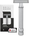 BAILI Stainless Steel Safety Razor Double Edge Open & Close Comb Wet Shaving Shaver for Men Women Barber with 5 Platinum Blades, Legend Pro BRB3P-SI