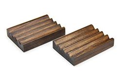 Brown Wooden Soap Dish - Soap Saver, Tray, Holder for Shower, Bathroom and Kitchen - Made in Canada (2 Pack Brown)