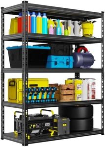 Qerfty Garage Shelving Racks 5 Tier Black Storage Shelves System Racks for Warehouse Storage Garage Industrial sundry Shelving H 180 cm * W 100 cm * D 40 cm 500KG Large Capacity Shelves
