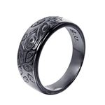 PMTIER Men's Vintage Stainless Steel Engraved Eye of God Ring Black Tone Size 6