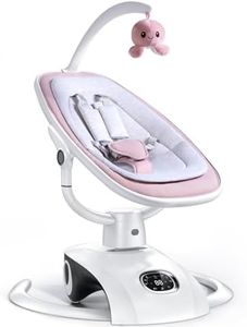VaVaSoo Baby Girl Swing Electric Baby Swing for Newborn, 6 Motions Baby Rockers and Bouncers with Remote Control, 5 Speed, 13 Melodies, Pink