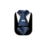 HISDERN Navy Blue Ties For Men Gamepad Pattern Tie For Wedding Party Woven Silk Tie With Handkerchief Wedding Business Fashion Novelty Necktie & Pocket Square Set