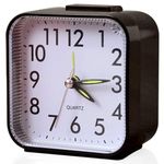 Alarm Clock Alarm Clocks Bedside, Kids Alarm Clock Battery Powered Bedside Clock Alarm Clocks for Heavy Sleepers Non Ticking Desk Clock Travel Alarm Clock for Living Room Bedrooms Travel, Black