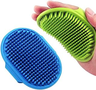 Baoswi 2 PCS Dog Bath Brush Dog Grooming Brush, Lilpep Pet Shampoo Bath Brush Soothing Massage Rubber Comb with Adjustable Ring Handle for Long Short Haired Dogs and Cats