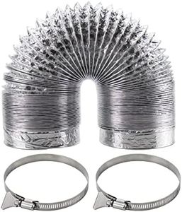 Funmit Dryer Vent Hose Kit - 4 In Diameter by 10 Ft Length - with 2 Stainless Steel Worm Clamp - Flexible Universal Aluminum Foil Non-Insulated - Silver
