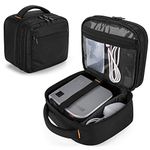 CURMIO Double Layers Projector Case with Detachable Divider, Mini Projector Carrying Bag Compatible with QKK Mini Projector, XGIMI Halo, DR.J Professional, Black