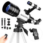 Telescope for Adults & Kids - NACATIN 70mm Aperture (16X-120X) Portable Refractor Telescopes for Astronomy Beginners, 400mm Professional Travel Telescope with A Smartphone Adapter (White, F30070)