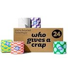 Who Gives A Crap – 100% Recycled, Twice as Long, Enviromentally Friendly and SustainableToilet Roll, Box of 24 (3-Ply, 400 Sheets) - Soft, Strong, Sustainable, Biodegradable & Plastic-Free