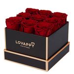 LOVAPPY Preserved Roses in A Box - Eternal Rose - Birthday Gifts for Women - Eternal Rose Box Gifts for Her - Flowers for Mom - Forever Rose Girlfriend Gifts (Red, 9pcs)