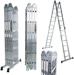 WORHAN Échelle de 6.7m Aluminium Multifonction Modèle de Grosse CHARNIÈRE Polyvalente Escabeau Multi-Usage ALU Modulable Pliable KS6.7