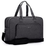 BAGSMART Travel Bag Duffel Carry-on Nylon Large Opening with Shoe Bag Removable Strap for 15" Laptop Travel Business Sport (L, Dark Grey)