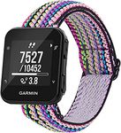 Band Compatible with Garmin Forerunner 35，Embroidery Stretchy Wristband Loop Adjustable Strap for Forerunner 35/30 (Rainbow Strip B)