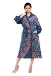 Handicraft-Palace Blue Elephant Mandala Printed Sleep Robe Kimono Spa Robe Pool Side Dress Intimates Robe Nightwear Lingerie Nightdress Women's Cotton Loose Fit Robe Gown
