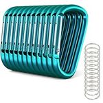 Carabiner 12 Pack - 3" Aluminum Carabiner D Shape Buckle Pack, Keychain Clip, Spring Snap Key Chain Clip Hook Buckle Teal