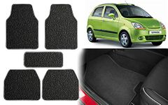 Selifaur - Rubber Car Floor Carpet/Mats for Chevrolet Spark [Set of 5 Pcs, Black]