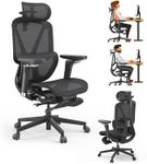 Motostuhl M2-MT Ergonomic Office Chair High Back Desk Chair with Large Elastic Adaptive Lumbar Support with Retractable Footrest 2D Headrest 4D Armrest 135°Tilting Mesh Computer Chair BIFMA