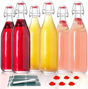 Otis Classic 1L Swing Top Glass Bottles, 6 Pack for Brewing, Juicing, Wine - 32oz