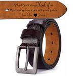 You Lucky Bad Guy, Congratulations On Being My Husband,Personalized Engraved Genuine Leather Belt for Men, Belt Waist Adjustable 31.50"- 61.02", Custom Name Belt Gift for Valentine's Day Father's Day (Brown)