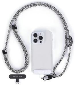 Project-cb Cell Phone Lanyard 1,Phone Tether Tab 2,Phone Crossbody Strap,Lanyards for Around the Neck,Adjustable Phone Strap(White-Black-B)