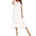 Deals of The Day Returns Women Ruffle Nightgown Solid Loose Comfort Lounge Sleepwear Short Sleeve Pajamas Dress Sexy Night Gown Pjs Pallets for Sale White