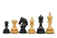 GANESH CHESS Wooden Chess Pieces/Coins Only | Made in Ebony Wood and Boxwood | Wooden Chessmen Set | 4.25 “