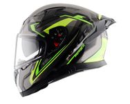 Axor Apex Roadtrip ISI DOT & ECE Certified Full Face Dual Visor Helmet for Men and Women with Outer Clear Visor and Inner Smoke Sun Visor ( Black Neon Yellow , Size:L)