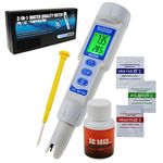 TEKCOPLUS 3 in 1 pH/EC/Temp Meter ATC Waterproof with black-light Water Quality Combo Multi-Parameter Tester Monitor Analyzer Test Kit for Aquariums Hydroponics Pool Spa Drinking water Laboratory