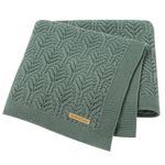 LAWKUL Baby Blanket Cellular Knitted 100% Cotton Soft Blankets for Newborn Boy Girls Toddler 100x80cm Mustard Dark Green