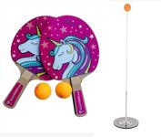 Rahasya Enterprise Unicorn Portable Ping Pong Self Table Tennis Training Equipment Kit with 2 Racket & 2 Ball for Kids Adult & Beginners | Self-Training Device for Adults Children (Pack of 1)