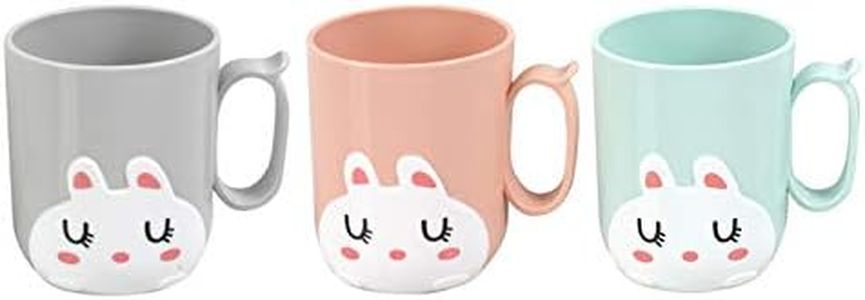 CheeseandU 3Pack Bunny Pattern Tooth Brush Cups Unbreakable Bathroom Tumbler Cute Easter Bunny Pattern 17oz Bathroom Cup BPA Free Multicolor Drinking Cups Toothbrush Mugs for Toddlers Kids Couples Easter Party Gift