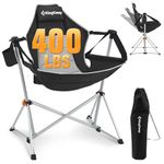 KingCamp Swinging Camping Chair for Adults Lightweight Folding Garden Chairs Recliner Relaxation Rocking Foldable Chair with Pillow and Cup Holder for Outdoor Picnic Traval