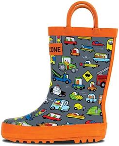 Lone Cone Rain Boots with Easy-On Handles in Fun Patterns for Toddlers and Kids, Rush Hour, 9 Toddler