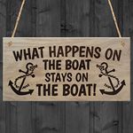 Red Ocean What Happens On The Boat Stays On The Boat Plaque Wooden Sign Hanging Gift Boat Lover Owner Yacht Sign