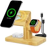 Wireless Charging Station for Apple, 3 in 1 Wireless Charger Stand, 20W Fast Magnetic Bamboo Charging Station for iPhone 14/13/12 Pro/Max/Plus, for Apple Watch 8/7/6/SE/5/4/3/2, for Airpods 3/2/Pro