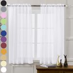 Window Curtains White Sheer Curtains 54 Inches Long 2 Panels Tulle Curtains Window Panels for Bedroom Curtains 2 Panel Sets Rod Pocket Sheer White Curtains for Living Room Kitchen Yard 52 W x 54 L