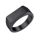 Bestyle Cool Black Signet Rings Rectangle Shape Stainless Steel Big Biker Ring for Men Women, Solid Heavy Hip Hop Statement Thumb Ring, Chunky Big Finger Ring, Size 11