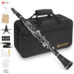 Vangoa B Flat Clarinet Student Bb Clarinet 17 Nickel Keys Beginners Woodwind Band & Orchestra Musical Instruments Standard Clarinet Set with 4C Mouthpiece