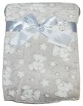 Baby Boy Girl Unisex Soft Fleece Wrap Blanket Pram Cot Crib Moses Basket Grey Star Teddy