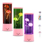 AONESY Jellyfish Lamp Aquarium Sensory Lights with 17 Colour Changing Lamp & 4 Colour Modes Realistic Jellyfish Tank Mood Magic Lights, USB Table Lamps for Living Room Bedroom Office Decor, Pink